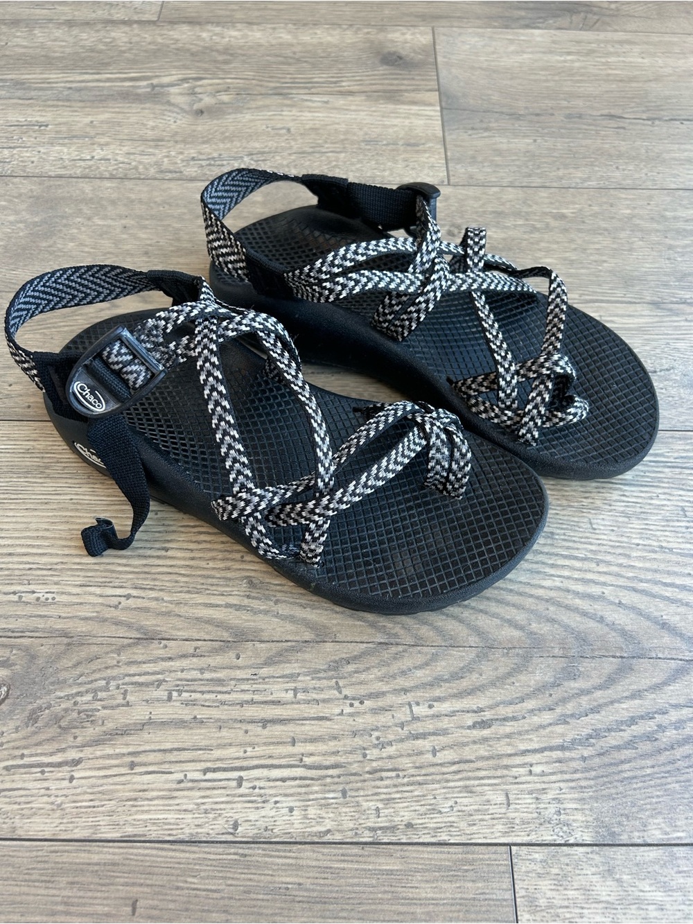 Chaco Black Woven-Strip Strap Sandals